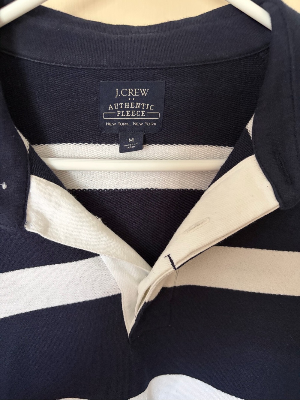 J. Crew Navy and White Striped Rugby Polo - Picture 2 of 2